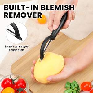 طقم مقشرة خضروات بطاطس 2 ، مقشرة فواكه للمطبخ بمقبض مريح شفرة حادة ستانلس ستيل - Product Image 5