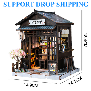 OCHOICE MOQ 1 Dropshipping DIY Book Nook <span class=keywords><strong>japonais</strong></span> en bois, Puzzle 3D en bois, Book Nook 3D, Maison miniature DIY - Product Image 1