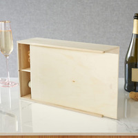 Holz-Weinbox mit Schiebedeckel Champagner Holz-Doppelflaschen-Geschenkbox Paulownia-Holzmaserung Spirituosen-Aufbewahrungsbox 2-Flaschen-Box
