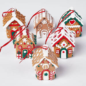 Décorations de Noël nordiques petite maison pendentif poterie douce Arrangement d'arbre de Noël Figurines du nouvel an jouets - Product Image 1