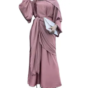 Moden muslim evening dresses European and American Dubai Abaya soft and beautiful two-piece set muslim dress