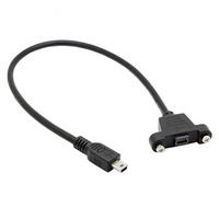 Câble adaptateur d'extension Mini USB B 2.0 5 broches mâle vers femelle à montage sur panneau avec vis 50 cm