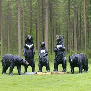 Escultura de oso negro para exteriores L002 FRP, decoración de parque de jardín, Animal realista, espacio público, paisaje de zoológico, patios privados, estatuas de arte - Product Image 1