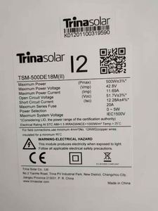 Panel Solar Trina Vertex de 500W, Mono Half Cell, 500W 505W 600W, Módulo Solar Fotovoltaico PERC, Precio - Product Image 3