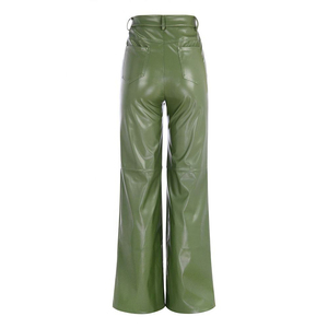 <span class=keywords><strong>Pantaloni</strong></span> HANO in <span class=keywords><strong>Ecopelle</strong></span> di Alta Qualità per Donna, Traspiranti, Tinta Unita, con Tasche, Vita Alta, Gamba Larga, Leggings Aderenti - Product Image 2