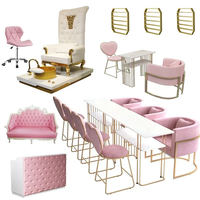 Ensemble de meubles de salon de manucure moderne chaise de pédicure et ensemble de table de manucure en verre