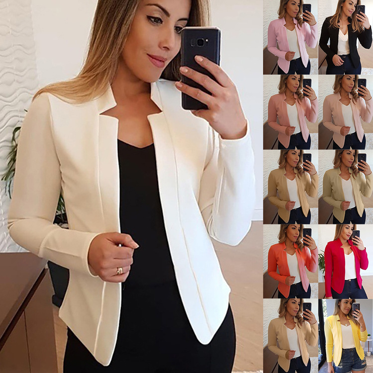 Jaket Kantor Wanita Ukuran Besar 5XL, Jaket Blazer Wanita Kantor Kasual Elegan, Jaket Ramping Lengan Panjang Modis untuk Wanita