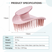 Brosse de massage du cuir chevelu en TPE en forme de feuille, flexible, à poils longs, pour le lavage des cheveux, pour salon, maison et spa, OEM ODM B2B