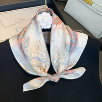 Écharpe carrée 100% soie de mûrier 53 cm pour femme, style français, imprimé de luxe, élégante, décorative, petit foulard, bandana