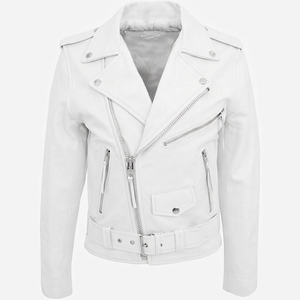 Women's White PU Leather Moto <b>Jacket</b> Full Sleeve Zipper Closure Turn-down Collar Autumn Solid Color <b>Biker</b> <b>Jacket</b> - Product Image 1