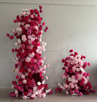 Arche de fleurs en forme de tour de gâteau en soie artificielle en gros, décoration de mariage, arrangement de roses écologique pour l'intérieur/l'extérieur