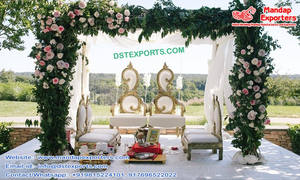 Latest Wedding Mandap Leaf <b>Chairs</b> Set <b>UK</b> Indian Wedding Leaf Designed Mandap <b>Chairs</b> Designer Paisley Wooden Mandap <b>Chairs</b> Set <b>UK</b> - Product Image 3