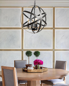 Lustre LED moderne en acier inoxydable noir, luminaire suspendu rond, base d'ampoule E26, durée de vie de 25 000 heures, pour salon - Product Image 4
