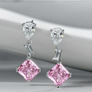 ต่างหูเงินแท้ 925 ชุบโรเดียม ประดับเพชรซิคอนทรงหยดน้ำหลากสี สำหรับผู้หญิง เหมาะสำหรับงานแต่งงานและงานปาร์ตี้ - Product Image 5