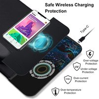 Tapis de souris ergonomique avec chargeur sans fil Qi 15W et repose-poignet en mousse à mémoire de forme, base en caoutchouc antidérapante, tapis de bureau pour le bureau et la maison