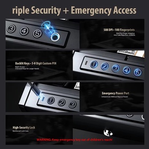 Electronic Digital Gun <b>Safe</b> with Fingerprint Keypad Auto-Lid Open Indoor Outdoor Storage <b>Box</b> - Product Image 6