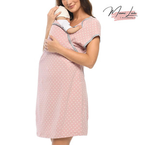 <span class=keywords><strong>Camicia</strong></span> <span class=keywords><strong>da</strong></span> <span class=keywords><strong>Notte</strong></span> Premaman Personalizzata a Pois per Ospedale e <span class=keywords><strong>Parto</strong></span>, Etichetta Privata OEM - Product Image 2