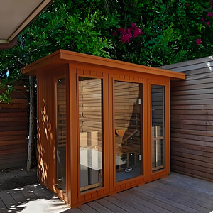 Sauna infrarouge extérieur moderne surdimensionné <span class=keywords><strong>pour</strong></span> 2 personnes, best-seller, en cèdre rouge et cèdre d'Hemlock, bancs inclus, 9KW infrarouge lointain - Product Image 6