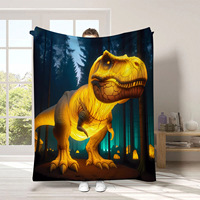 Couverture en flanelle à imprimé dinosaure, motif Dino, douce, chaude et confortable, décoration de chambre d'enfant, cadeau d'anniversaire pour enfants