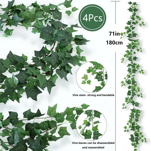 Bán buôn 1.8m Faux bò sát cây nho nhà máy nhân tạo <span class=keywords><strong>Ivy</strong></span> lá cây xanh Vòng Hoa Treo cho nhà đám cưới bên vườn tường trang trí nội thất - Product Image 5
