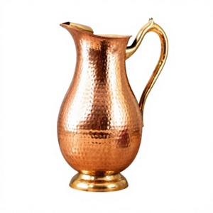Pichet à eau en cuivre martelé fait main 1,7 L – Carafe classique écologique pour bière, vin, boissons – Idéal pour les mariages et les fêtes – Conception durable - Product Image 1