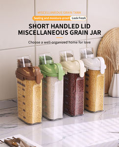 Conteneurs de rangement en plastique <span class=keywords><strong>à</strong></span> poignée courte de conception moderne, couvercle hermétique, haute qualité pour les aliments en vrac, les épices de cuisine, les outils de <span class=keywords><strong>maison</strong></span>, le carton - Product Image 6