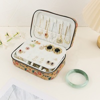 Boîte à bijoux vintage en liège naturel avec miroir pour bague, collier et boucle d'oreille.