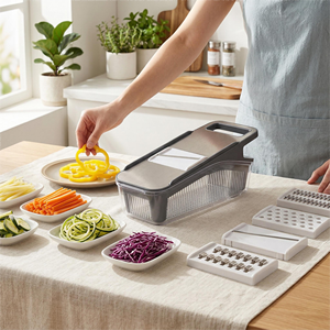 LOVFE - Accesorios de Cocina Más Vendidos, Cortador de Verduras con Cuchillas de Acero Inoxidable, Rebanador de Mandolina para Frutas, Cebollas y Patatas - Product Image 1