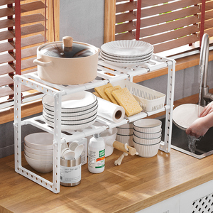 Oferta Especial: Organizador de Fregadero de 2 Niveles, Extraíble, Extensible, Plegable, Ahorra Espacio, Organizador Bajo Fregadero - Product Image 6