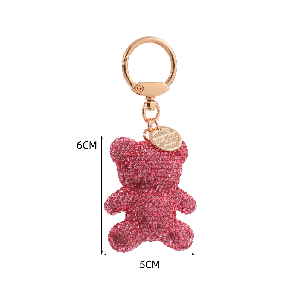 AuPra Bling Rhinestone Teddy Bear Keychain - Crystal Key Ring With Tassel Gift For Women & Girls