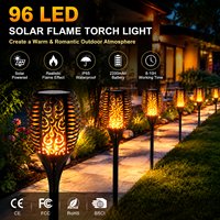 Lampe torche solaire LED à effet flamme vacillante, étanche IP65, pour décoration extérieure de jardin, patio, corps en plastique, alimentée par piles