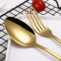 Ensemble de couverts en acier inoxydable poli miroir, argenterie dorée pour dîner et usage en restaurant