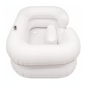 Lavacabezas de Peluquería, Estación de Lavado con Lavabo Inclinable de Cerámica Blanca y Negra con Asiento Ajustable, Cama para Lavar el Cabello - Product Image 1