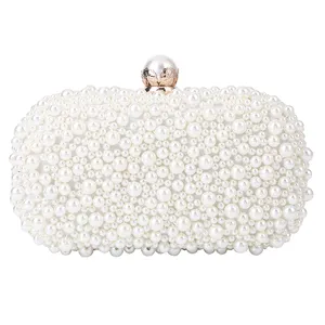 Bolsas femininas de casamento, cristais especiais de luxo branco feminino de pérola imitação de pérolas para noite