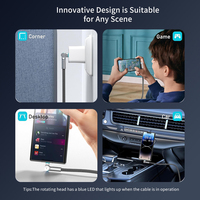 Câble de données rotatif USB Type-C en cuivre pur tressé PD240W pour téléphone, ordinateur portable, imprimante, appareil photo et écouteurs avec charge rapide