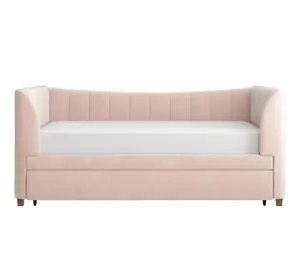 装饰粉红色天鹅绒双床沙发床与Trundle