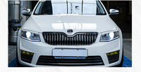 Ensemble de phares LED haut de gamme pour Skoda Octavia 15-17 avec feux de jour à LED et lentille de projecteur