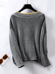 Sweater Rajut Wanita Kerah Bulat Polos Musim Gugur Musim Dingin Baru Kasual Longgar 100% Poliester - Product Image 4