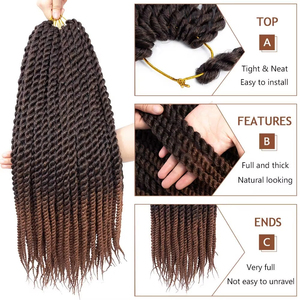 Extensions de cheveux synthétiques 14 pouces pour tresses africaines, <span class=keywords><strong>Havana</strong></span> <span class=keywords><strong>Twist</strong></span>, 12 mèches épaisses, trame simple, 80g - Product Image 3