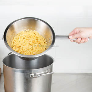 Hot Selling Kitchen Strainer Colander Fruit <b>Vegetable</b> Rice Washing Basket Silver Stainless Steel Colander for Easy Drainage - Product Image 4