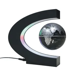 畅销商品装饰礼品ABS 3英寸C形磁悬浮装置彩色发光二极管浮动世界地球仪