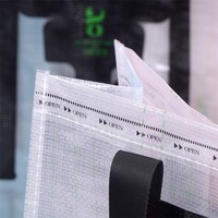 Sacs fourre-tout en PP tissé transparents imprimés sur mesure, petite taille, avec poignées larges, robustes et réutilisables pour les courses, les événements et les entreprises