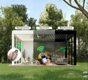 Pergola en aluminium résistante aux ouragans et aux intempéries, avec pieds phosphorescents, design à lames orientables, étanche, pour balcon et jardin, livraison gratuite - Product Image 4