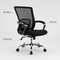 Chaise de bureau pivotante en maille pour conférence, inclinable à 180 degrés, ergonomique, pour cadre et personnel, idéale pour salle de réunion