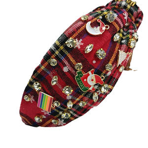 Christmas Lady Headwear Collection Glitter Christmas Rhinestone Diadema con oro <span class=keywords><strong>Santa</strong></span> Charm Beaded Christmas Gift - Product Image 5