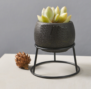 Pot de fleurs moderne de luxe en béton Pot de fleurs en métal noir avec contremarche décorative Pot de plantes en ciment avec présentoir décoratif - Product Image 3