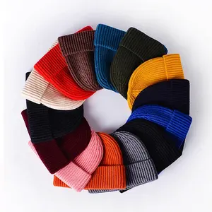 Высококачественная зимняя одноцветная шапка бини под заказ 100% акриловая теплая вязаная шапка с пользовательским логотипом