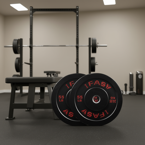 Plaques de poids olympiques IFAST 55 lb, plaques en caoutchouc avec insert en acier de 2 pouces pour entraînement de force à domicile - Product Image 2