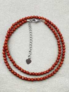 Red Jasper Dainty Gemstone <b>Necklace</b> with Micro Faceted Beads Trendy Minimalist Unisex Jewelry - Product Image 6