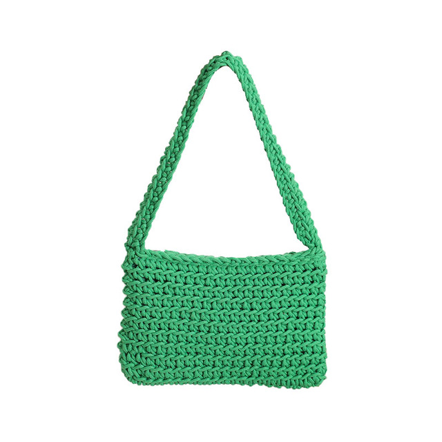 Makeup Cotton Shoulder Bags Custom logo Design Handbag Cotton Rope Handmade Woven Crochet Colorful Bag